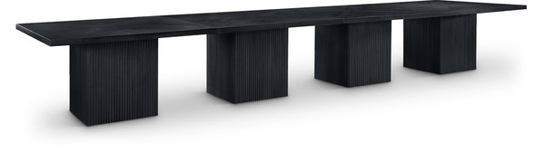Meridian Furniture Belinda Modular Dining Table Fluted Oak Veneer Base for Contemporary Loft Style Spaces 54" W x 216" D x 31" H 729Black-216R