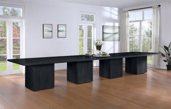 Meridian Furniture Belinda Modular Dining Table Fluted Oak Veneer Base for Contemporary Loft Style Spaces 54" W x 216" D x 31" H 729Black-216R