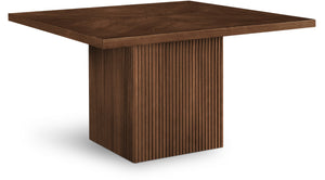 Meridian Furniture Belinda Oak Veneer Dining Table with Fluted Sculptural Base for Stylish Modern Rooms 54 inches Brown 729Brown-T