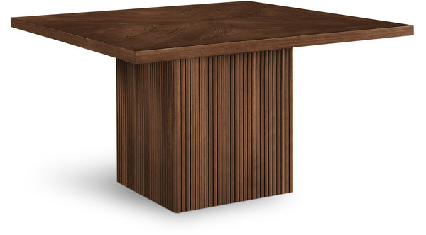 Meridian Furniture Belinda Oak Veneer Dining Table with Fluted Sculptural Base for Stylish Modern Rooms 54 inches Brown 729Brown-T