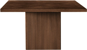 Meridian Furniture Belinda Oak Veneer Dining Table with Fluted Sculptural Base for Stylish Modern Rooms 54 inches Brown 729Brown-T