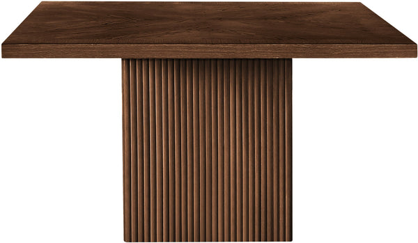 Meridian Furniture Belinda Oak Veneer Dining Table with Fluted Sculptural Base for Stylish Modern Rooms 54 inches Brown 729Brown-T