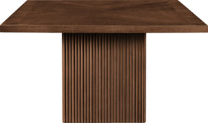 Meridian Furniture Belinda Oak Veneer Dining Table with Fluted Sculptural Base for Stylish Modern Rooms 54 inches Brown 729Brown-T