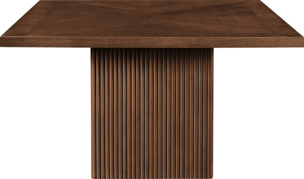 Meridian Furniture Belinda Oak Veneer Dining Table with Fluted Sculptural Base for Stylish Modern Rooms 54 inches Brown 729Brown-T