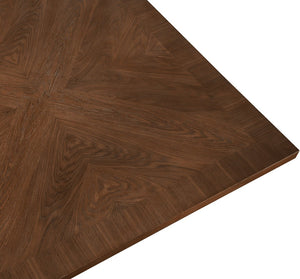 Meridian Furniture Belinda Oak Veneer Dining Table with Fluted Sculptural Base for Stylish Modern Rooms 54 inches Brown 729Brown-T