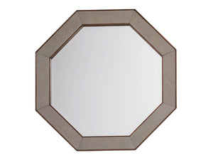 Lexington Riva Octagonal Mirror - Classic Contemporary Design With Faux Shagreen Panels And Walnut Frame Farrington  729-201