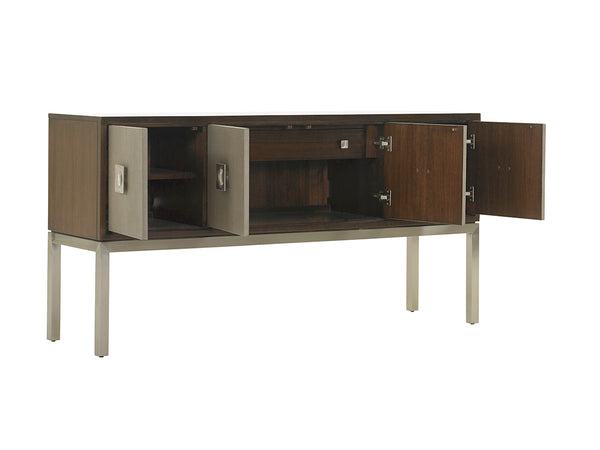 Lexington Glenroy Sideboard - Classic Contemporary Design With Faux Shagreen Doors And Brushed Stainless Base Farrington  729-869c