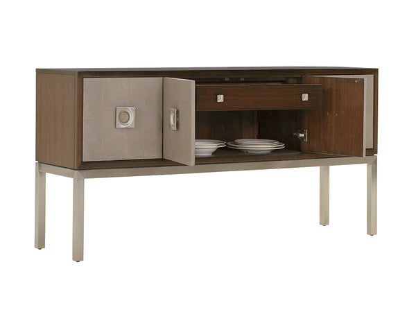 Lexington Glenroy Sideboard - Classic Contemporary Design With Faux Shagreen Doors And Brushed Stainless Base Farrington  729-869c