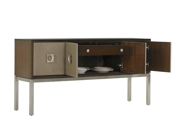 Lexington Glenroy Sideboard - Classic Contemporary Design With Faux Shagreen Doors And Brushed Stainless Base Farrington  729-869c