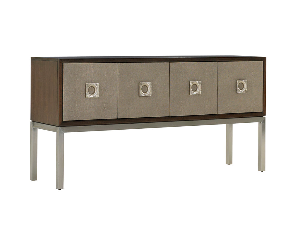Lexington Glenroy Sideboard - Classic Contemporary Design With Faux Shagreen Doors And Brushed Stainless Base Farrington  729-869c