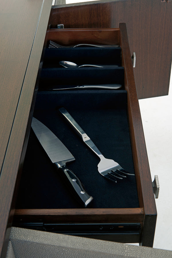 Lexington Glenroy Sideboard - Classic Contemporary Design With Faux Shagreen Doors And Brushed Stainless Base Farrington  729-869c