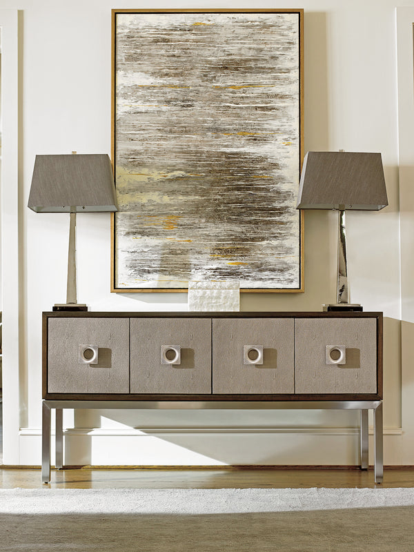 Lexington Glenroy Sideboard - Classic Contemporary Design With Faux Shagreen Doors And Brushed Stainless Base Farrington  729-869c