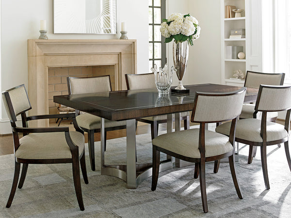Lexington Beverly Rectangular Dining Table - Classic Contemporary Design With Stylish Stainless Steel Inlays Farrington  729-876c