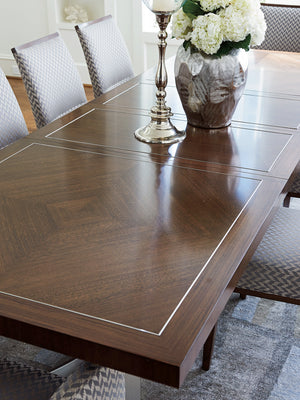 Lexington Beverly Rectangular Dining Table - Classic Contemporary Design With Stylish Stainless Steel Inlays Farrington  729-876c