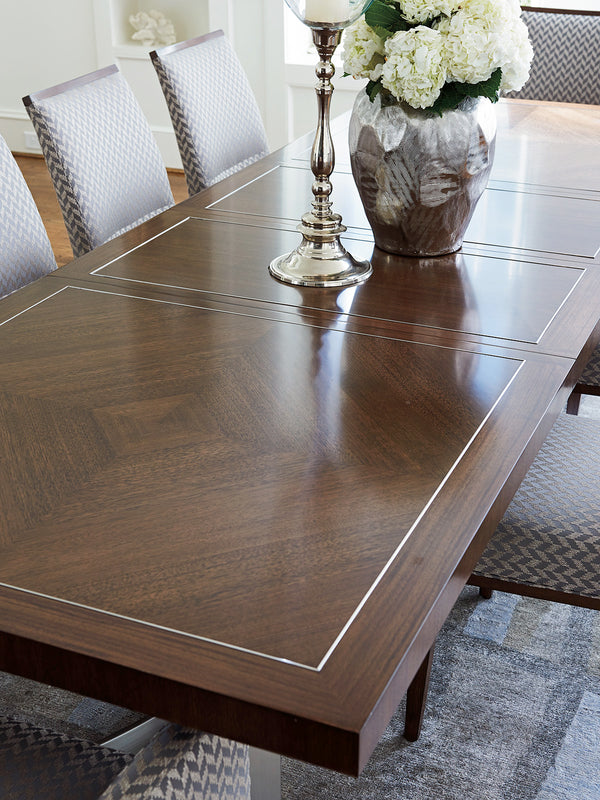 Lexington Beverly Rectangular Dining Table - Classic Contemporary Design With Stylish Stainless Steel Inlays Farrington  729-876c