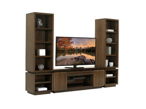 Lexington Highview Media Console - Timeless Walnut Design With Brushed Stainless Inlays For Modern Luxury Living Farrington  729-907