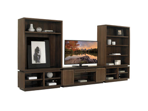Lexington Highview Media Console - Timeless Walnut Design With Brushed Stainless Inlays For Modern Luxury Living Farrington  729-907