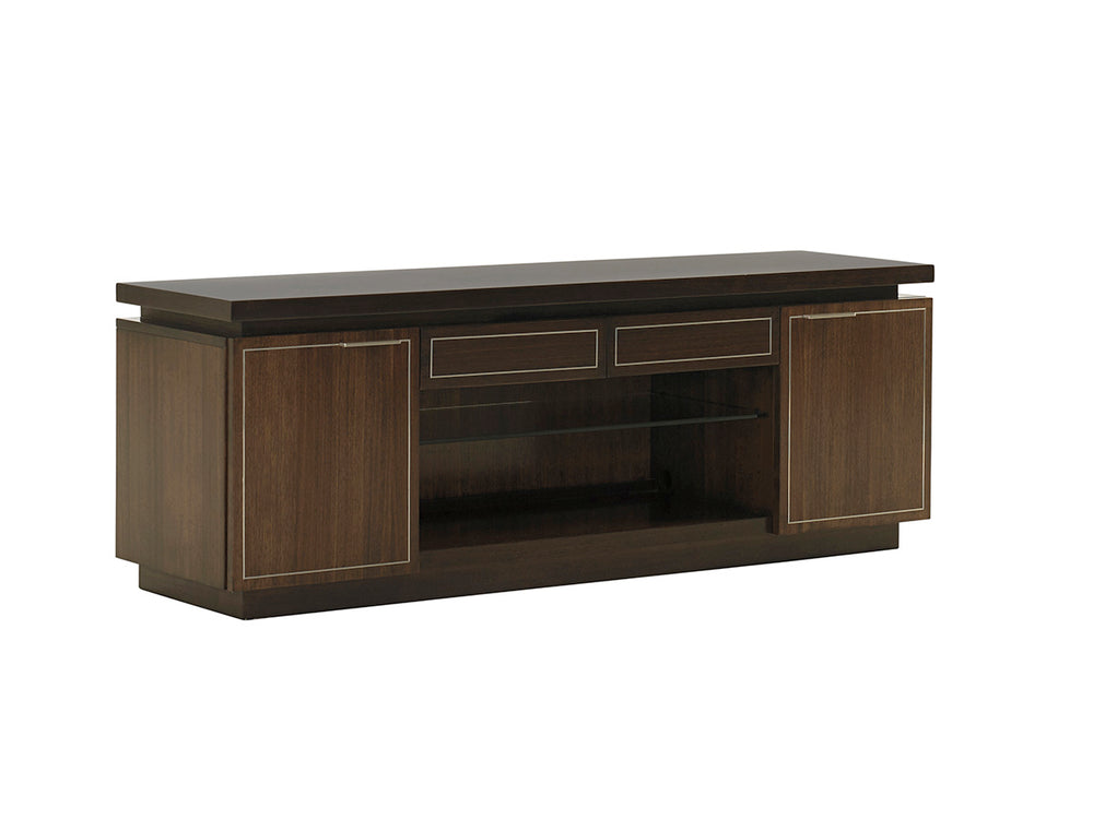 Lexington Highview Media Console - Timeless Walnut Design With Brushed Stainless Inlays For Modern Luxury Living Farrington  729-907