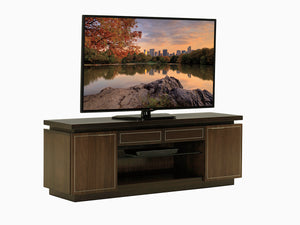 Lexington Highview Media Console - Timeless Walnut Design With Brushed Stainless Inlays For Modern Luxury Living Farrington  729-907