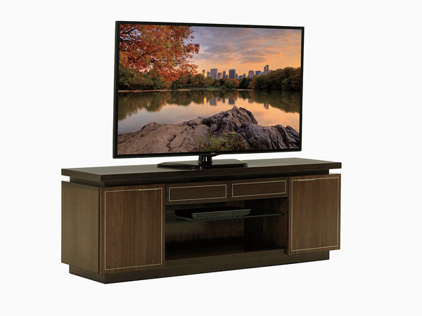 Lexington Highview Media Console - Timeless Walnut Design With Brushed Stainless Inlays For Modern Luxury Living Farrington  729-907
