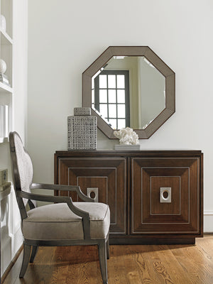 Lexington Riva Octagonal Mirror - Classic Contemporary Design With Faux Shagreen Panels And Walnut Frame Farrington  729-201