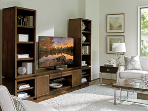 Lexington Highview Media Console - Timeless Walnut Design With Brushed Stainless Inlays For Modern Luxury Living Farrington  729-907