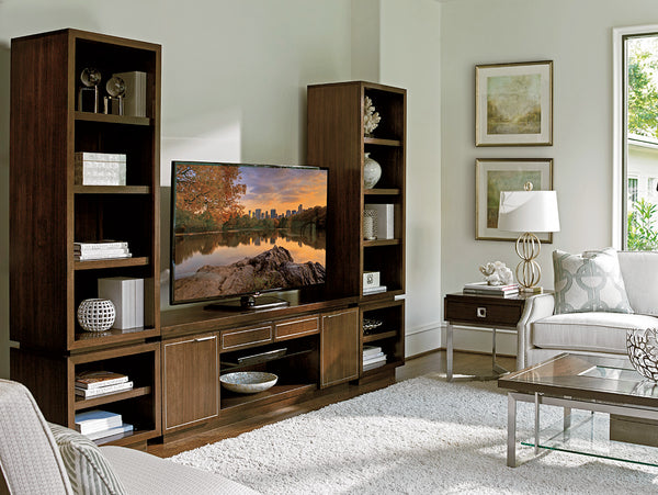 Lexington Highview Media Console - Timeless Walnut Design With Brushed Stainless Inlays For Modern Luxury Living Farrington  729-907