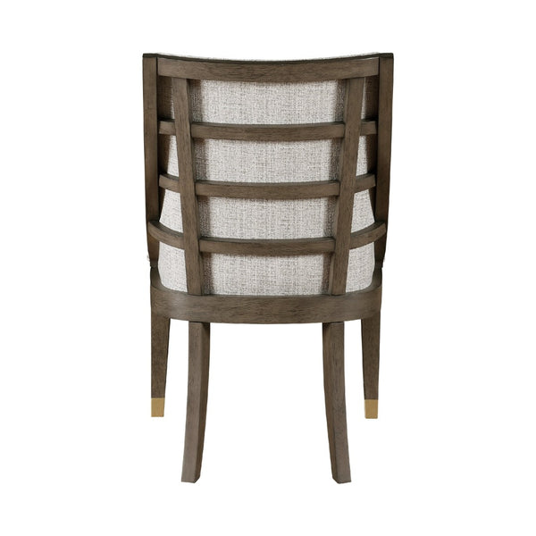 English Elm Greta Sculptural Armchair Set Beige Linen Upholstery Oak Veneer Gold Leg Accents B056P412634