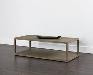Sunpan Doncaster Coffee Table - Modern Minimalist Design with Solid Oak Frame and Unique Natural Character Smoke Grey
