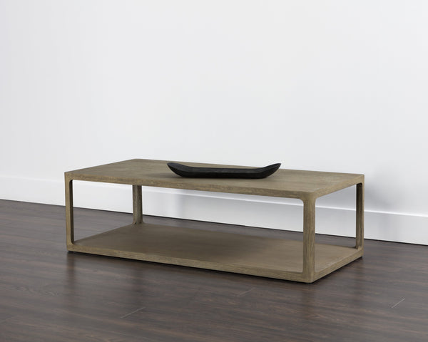 Sunpan Doncaster Coffee Table - Modern Minimalist Design with Solid Oak Frame and Unique Natural Character Smoke Grey