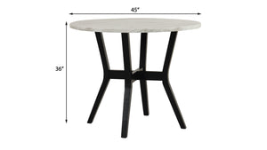 English Elm 5pc Pub Height Dining Set Faux Marble Round Top with PU Upholstered Chairs White Top Black Base B011P405700