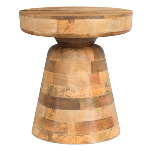 English Elm Robbie Solid Mango Wood Round Accent Table Sculptural Boho Side for Living Room Natural B136P420291