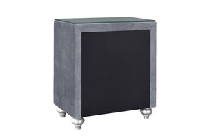 English Elm 1pc Glam Velvet Tufted 3-Drawer Nightstand with Jewelry Tray, Faux Crystal Knobs, Chic Storage B011P228567
