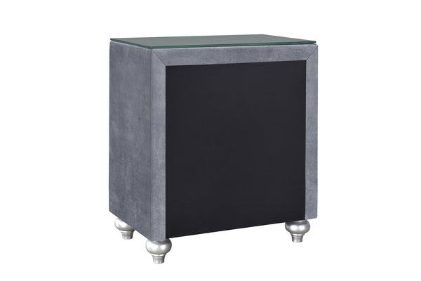 English Elm 1pc Glam Velvet Tufted 3-Drawer Nightstand with Jewelry Tray, Faux Crystal Knobs, Chic Storage B011P228567