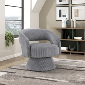 English Elm Modern Corduroy Swivel Accent Chair with Plush Textured Upholstery, 360° Rotation, Minimalist Elegance Dark Gray 27.75 L x 26.5 W x 19.75 H B011P256231