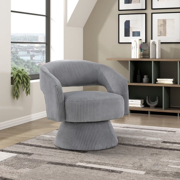 English Elm Modern Corduroy Swivel Accent Chair with Plush Textured Upholstery, 360° Rotation, Minimalist Elegance Dark Gray 27.75 L x 26.5 W x 19.75 H B011P256231