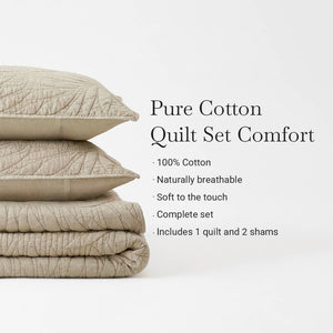 English Elm King Stone Washed Cotton Quilt Set Breathable Garment Dyed Bedroom Comfort Linen B035P496595