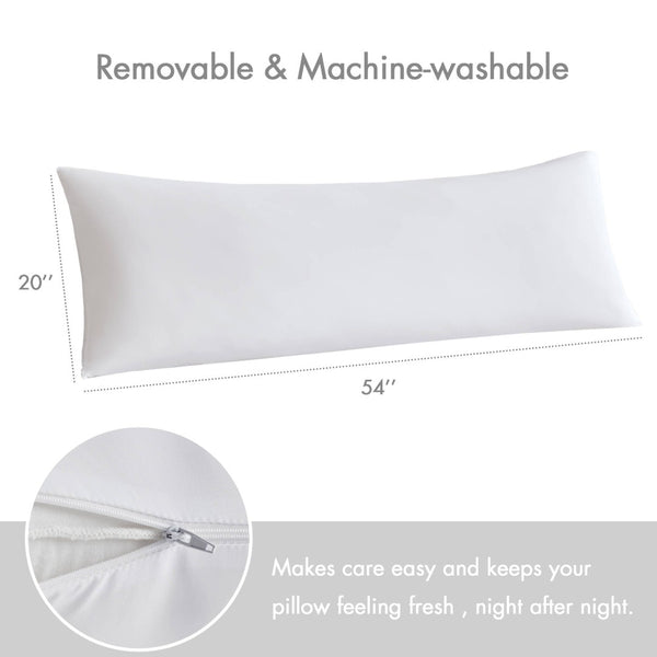 English Elm 1- Piece Full Body Cooling Pillow with Nylon Spandex Cover for Side Sleepers White B035P482973