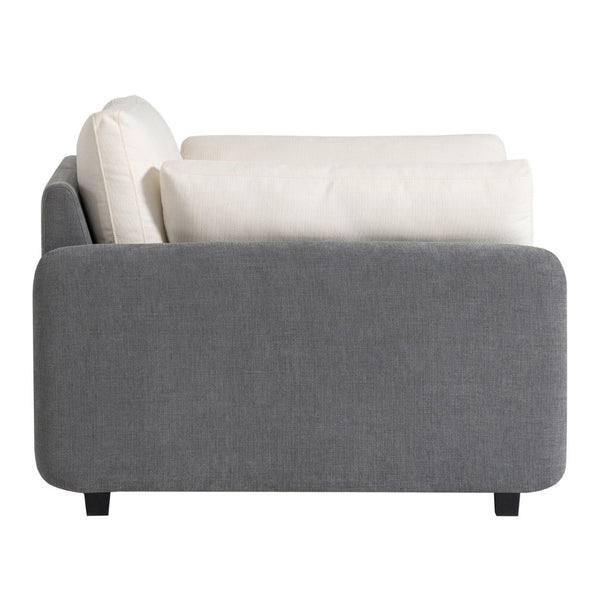 English Elm 50*43" Oversized Chenille Armchair Deep Lounge Seat Modern Minimalist Living Room Chair Gray+Cream N723S5042E