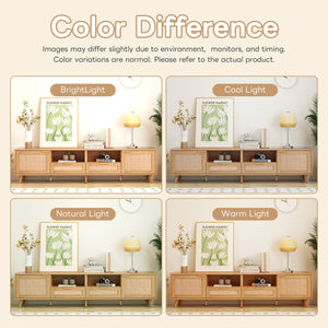 English Elm Rattan Modern Farmhouse TV Stand for TVs up to 85" — Rattan Media Console with Cable Management, Solid Wood Feet and Multi-Functional Storage WF316678AAP