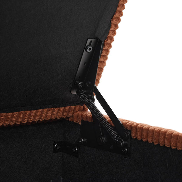 English Elm UNITED Corduroy L-Shaped Sectional Sofa with Storage Ottoman, USB Ports, Cup Holders & LED Lighting Orange W1568P332402