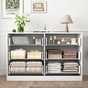 English Elm Modern Six Drawer Chest with Wavy Textured Fronts Sleek Matte Storage for Any Room White W409P307526