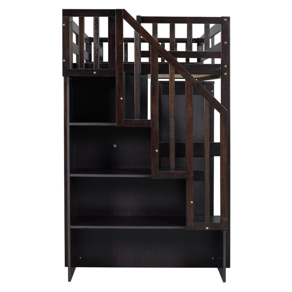 English Elm Queen Murphy Bed with Integrated Desk Cabinet Shelves Space Saving Studio Solution Espresso N708S00013P