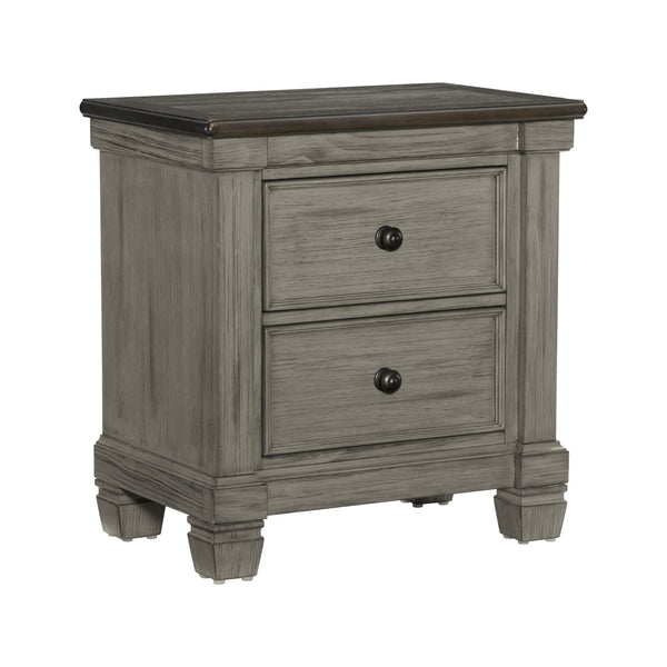 English Elm Transitional-Rustic Weaver 2-Drawer Nightstand in Antique Gray & Coffee Plank Top, Pine/Oak Rustic Charm B011P240234