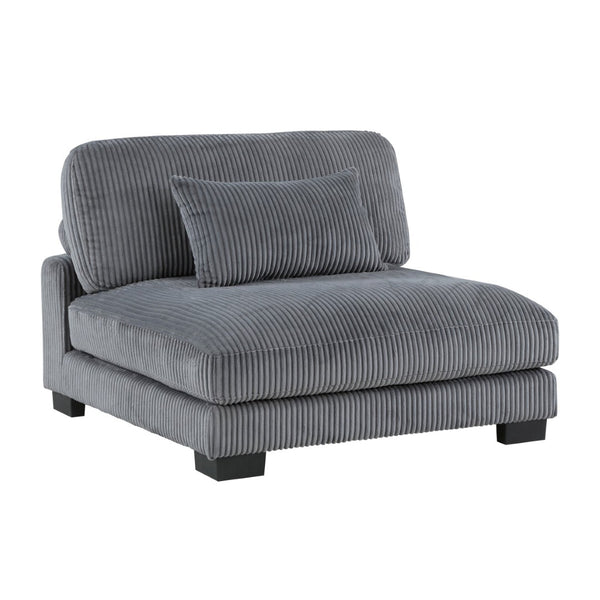 English Elm Rix Modular Armless Chair Corduroy Upholstered Channel Tufted Mid Century Sectional Seating Black+ Gray B056P412614