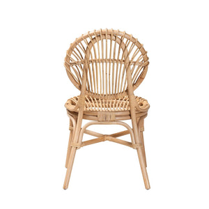 English Elm Modern Woven Rattan Dining Chair Openwork Round Back Bohemian Coastal Seating B2750P420381