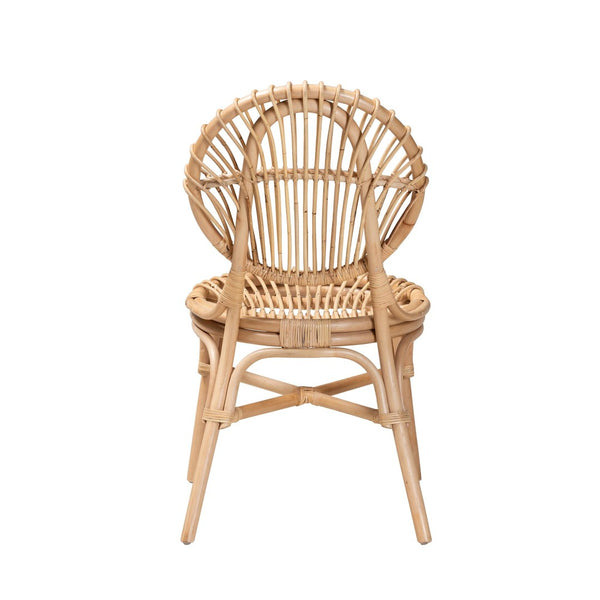 English Elm Modern Woven Rattan Dining Chair Openwork Round Back Bohemian Coastal Seating B2750P420381