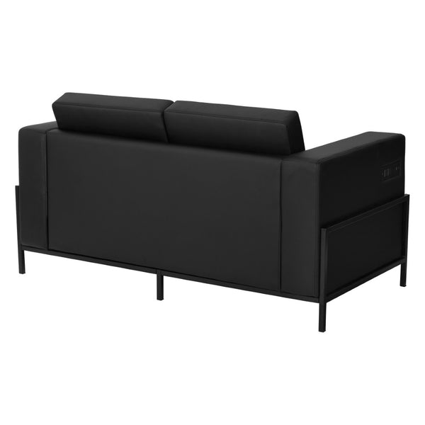 OSP Home Furnishings Arctic Two Seat Faux Leather Reception Lounge Chair with Usb Charging Modern Frame Loveseat ARCT52-U65