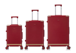 English Elm Luggage Set 3 Piece Polycarbonate Aluminum Frame Hard Shell Travel Suitcases with Lock Red T3292P361542