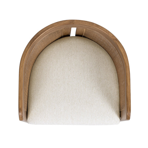 English Elm Jennifer Taylor Home - Lilith Curved Rattan Upholstered Dining Chair 20.5" White — Stain‑Resistant High‑Performance Fabric, Solid Rubberwood Frame B2719P238493